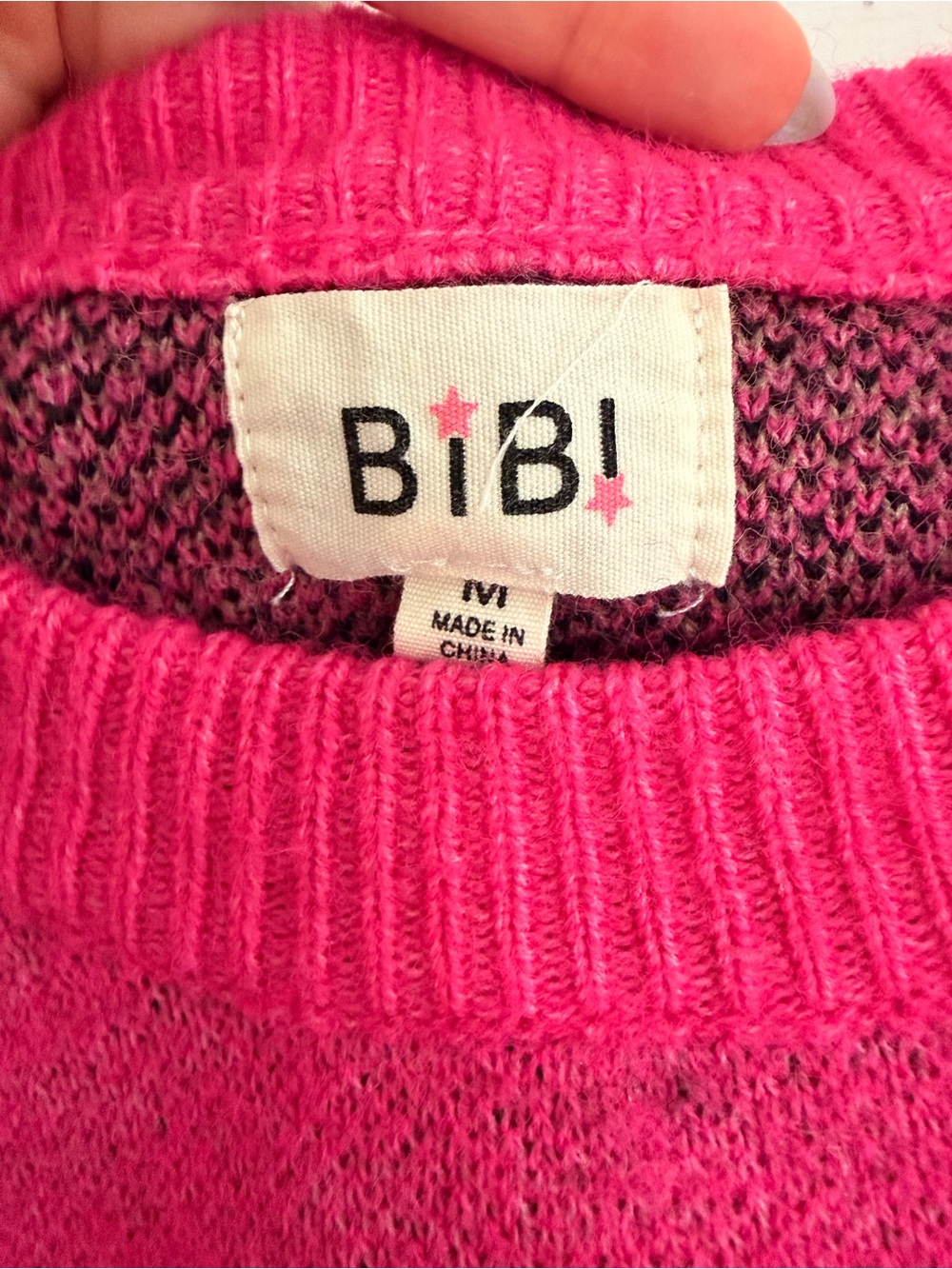 BiBi Bright Pink Crewneck Sweater with Tiger Motif - Picture 4 of 4